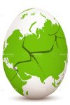 Cracked Egg with Globe Print in Green